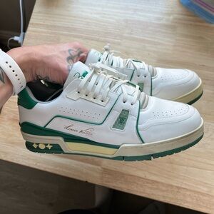 Louis Vuitton White and Green Men's Sneakers